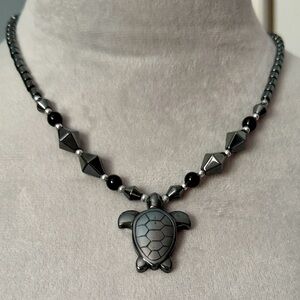 Australian Hematite Turtle Necklace 18”